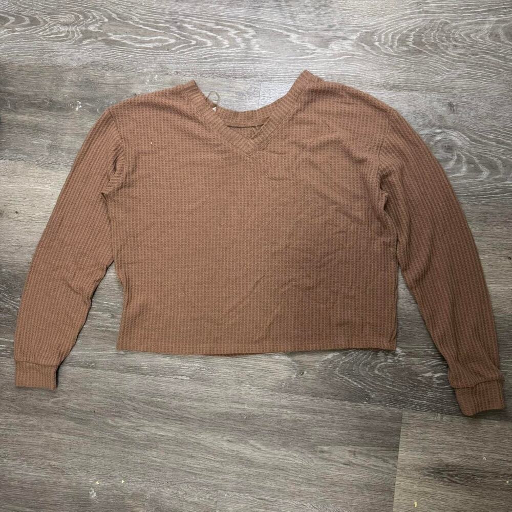 Aeropostale brown v neck long sleeve